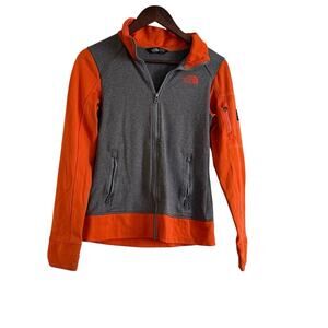 The North Face Women’s Apex Full Zip Jacket S Gray Orange Fleece-Lined Softshell